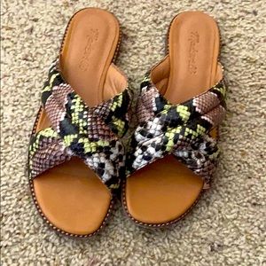 Madewell The Skylar Slide Sandal Snake Embossed